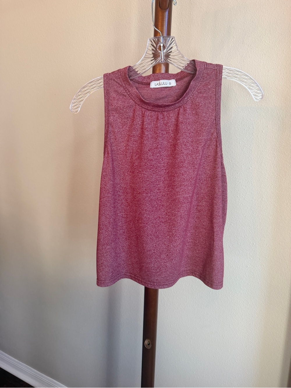 LASLULU Heathered Maroon Razorback Tank Top